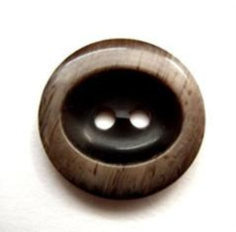 B11703 19mm Frosted Dark Brown Glossy Oval Centre 2 Hole Button - Ribbonmoon