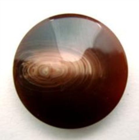 B16019 20mm Brown and Cream Glossy Button, Hole Built into the Back - Ribbonmoon