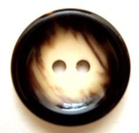 B5004 20mm Dark Brown and Aaran High Gloss 2 Hole Button - Ribbonmoon