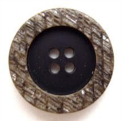 B6731 20mm Black and Stone Beige Textured Rim 4 Hole Button - Ribbonmoon