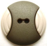 B9387 28mm Deep Sage Green and Beige 2 Hole Button - Ribbonmoon