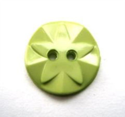 B11105 17mm Pale Meadow Green Glossy Flower Design 2 Hole Button - Ribbonmoon