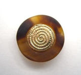 B14544 18mm Gilded Gold Poly Shank Button, Matt Tortoise Sheel Rim - Ribbonmoon