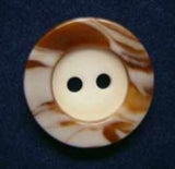 B3122 17mm Browns and White Gloss Marble Effect Rim 2 Hole Button - Ribbonmoon