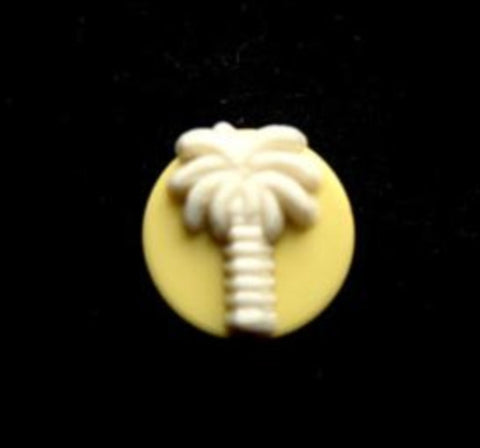 B11012 Lemon and White Matt Palm Tree Design Shank Button - Ribbonmoon