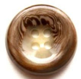 B6433 22mm Brown and Beige Aaran Gloss 4 Hole Button - Ribbonmoon