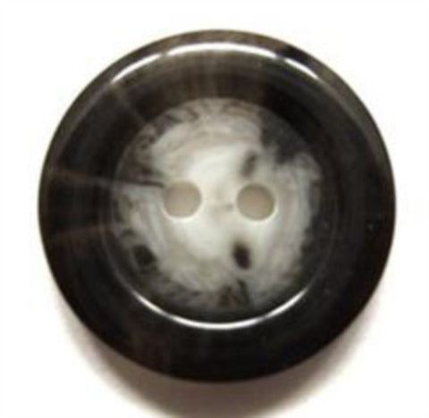 B6483 18mm Black and Natural Greys High Gloss 2 Hole Button - Ribbonmoon