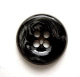 B6954 15mm Black Chunky High Gloss 4 Hole Button with White Swirls - Ribbonmoon