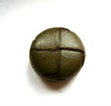 B13059 15mm Deep Cypress Green Leather Effect "Football" Shank Button - Ribbonmoon