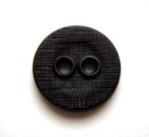 B7360 14mm Black Lightly Textured Linen Effect 2 Hole Button - Ribbonmoon