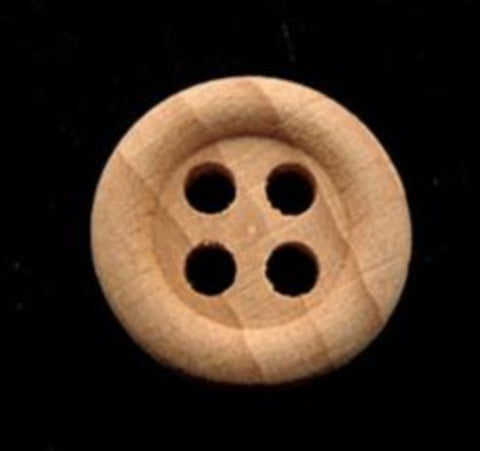 B12551 18mm Wood Unvarnished 4 Hole Button