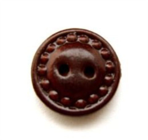 B10627 16mm Brown 2 Hole Leather Button - Ribbonmoon