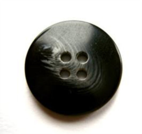 B17579 20mm Black and Pale Grey Gloss 4 Hole Button - Ribbonmoon