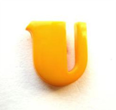 B7092 14mm Letter U Alphabet Shank Button Yellow