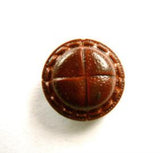 B13893 16mm Rusty Brown Leather Effect Football Shank button - Ribbonmoon