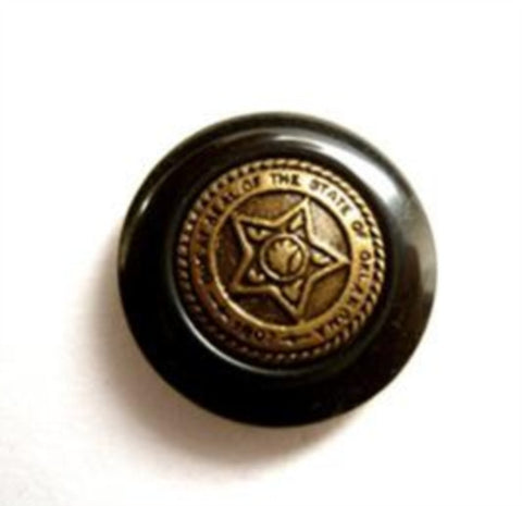 B12796 18mm Brass Metal Centre and a Black Rim Shank Button - Ribbonmoon