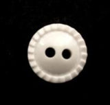 B6995 11mm Brilliant White glossy Acrylic  Mill Edge 2 Hole Button - Ribbonmoon