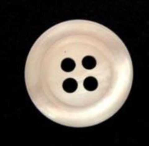 B6214 15mm Pearl White and Iridescent Iced Matt Sheen 4 Hole Button - Ribbonmoon