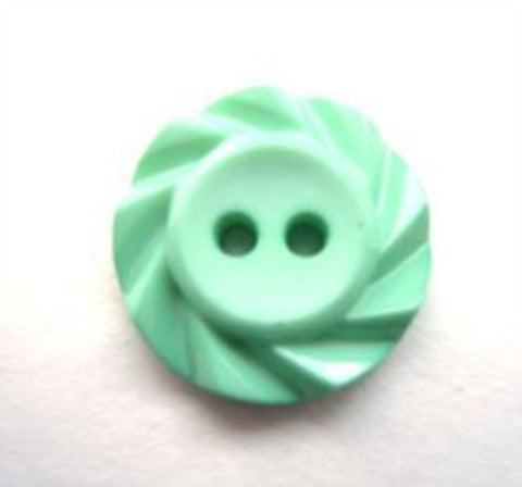 B13405 17mm Mint Matt Centre 2 Hole Button with a Fluted Edge - Ribbonmoon