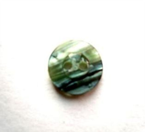 B16951 11mm Green, Black and White Semi Pearlised Gloss 2 Hole Button - Ribbonmoon