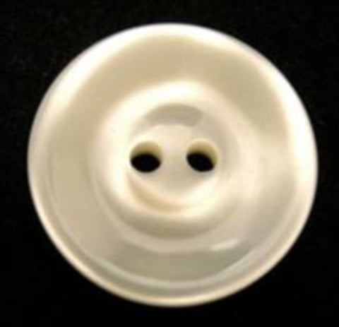 B9915 20mm Ivory Pearlised Polyester 2 Hole Button with Indented Ring