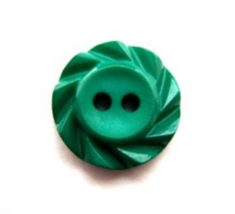 B13312 17mm Parakeet Green Matt Centre 2 Hole Button with a Fluted Edge - Ribbonmoon