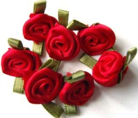 RB259 24mm Red Satin Ribbon Rose - Ribbonmoon