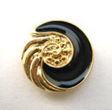 B15164 18mm Black Gloss and Gilded Gold Poly Shank Button - Ribbonmoon