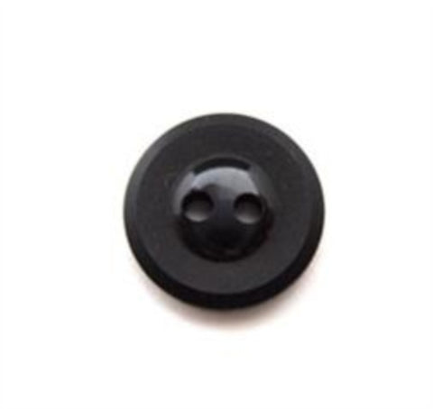 B10968 14mm Black Matt Rim, Gloss Centre 2 Hole Button - Ribbonmoon