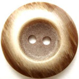 B8490 28mm Beige and Brown Aaran Gloss Rim, Matt Centre 2 Hole Button - Ribbonmoon