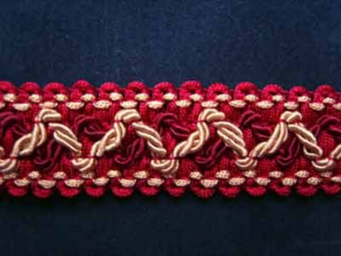 FT481 24mm Cardinal-Burgundy-Beige Tough Cord Descorated Braid