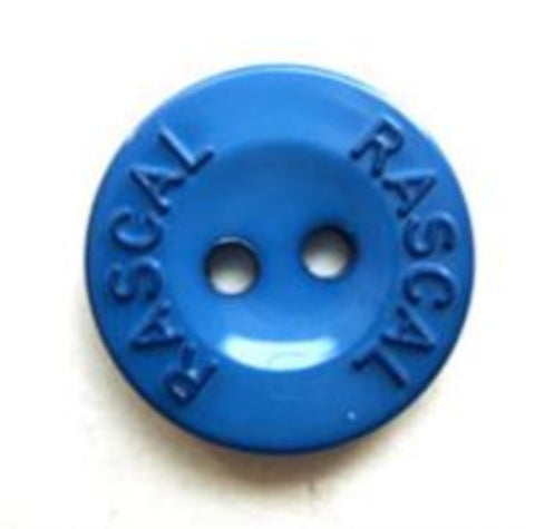 B7001 16mm Pale Royal Blue Gloss 2 Hole Button, Raise Lettered Rim - Ribbonmoon