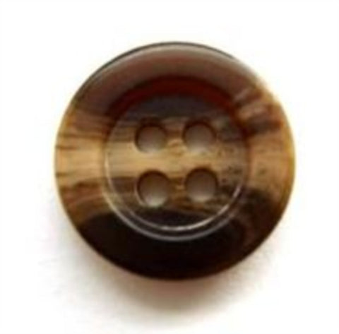 B5308 15mm Dark Brown and Beige Aaran 4 Hole Button - Ribbonmoon