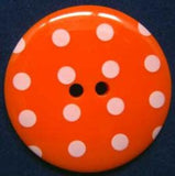 B3187 34mm Orange Glossy Polka Dot 2 Hole Button - Ribbonmoon