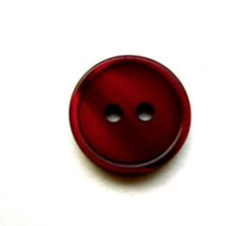 B14028 15mm Tonal Deep Scarlet Berry Pearlised Polyester 2 Hole Button