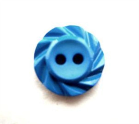 B13123 15mm Delphinium Blue 2 Hole Button with a Fluted Edge - Ribbonmoon