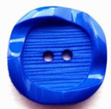 B15149 21mm Royal Blue Textured Centre, Wavy Gloss Rim 2 Hole Button - Ribbonmoon