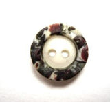 B15607A 15mm Natural, Black and Maroon 2 Hole Button, Textured Rim - Ribbonmoon