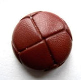 B9064 20mm Terracotta Brown Leather Effect "Football" Shank Button - Ribbonmoon