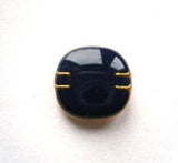 B9071 14mm Navy Gloss Faux Enamel Shank Button with a Gold Rim - Ribbonmoon