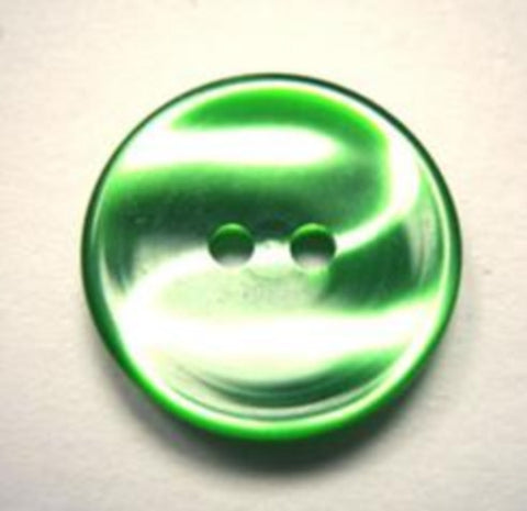 B11236 18mm Emerald Green 2 Hole Button with a Vivid Tonal Shimmer - Ribbonmoon