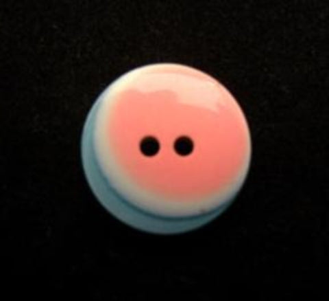 B11264 15mm Pink-Blue-White High Gloss 2 Hole Button