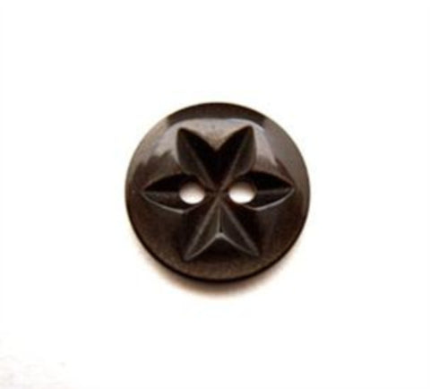 B11961 14mm Dark Brown 2 Hole Polyester Star Button - Ribbonmoon