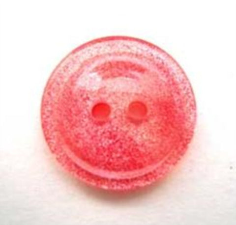 B13689 18mm Glittery Geranium Pink under a Clear Surface 2 Hole Button - Ribbonmoon