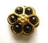 B17271 18mm Black and Gilded Gold Poly Shank Button - Ribbonmoon