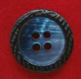 B4607 18mm Navy and Pealised Blue Shell Effect 4 Hole Button - Ribbonmoon