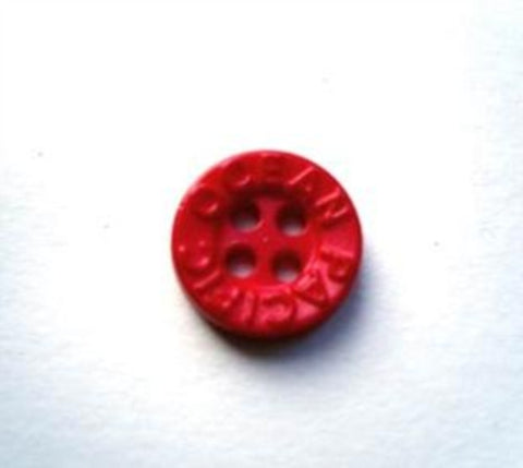 B17294 11mm Red 4 Hole Button, Raised Lettered Rim...PACIFIC OCEAN - Ribbonmoon