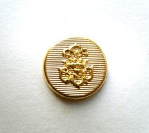 B6559 15mm Gold Metal Textured Coat of Arms Design Shank Button - Ribbonmoon