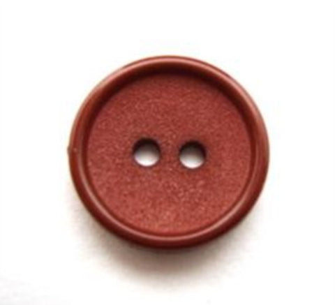 B13578 16mm Dark Rust Brown Matt Centre 2 Hole Button - Ribbonmoon