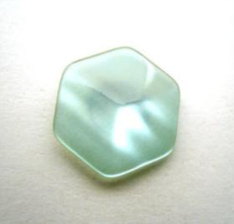 B14366 Tonal Sea Green Pearlised Polyester Hexagonal Shank Button - Ribbonmoon